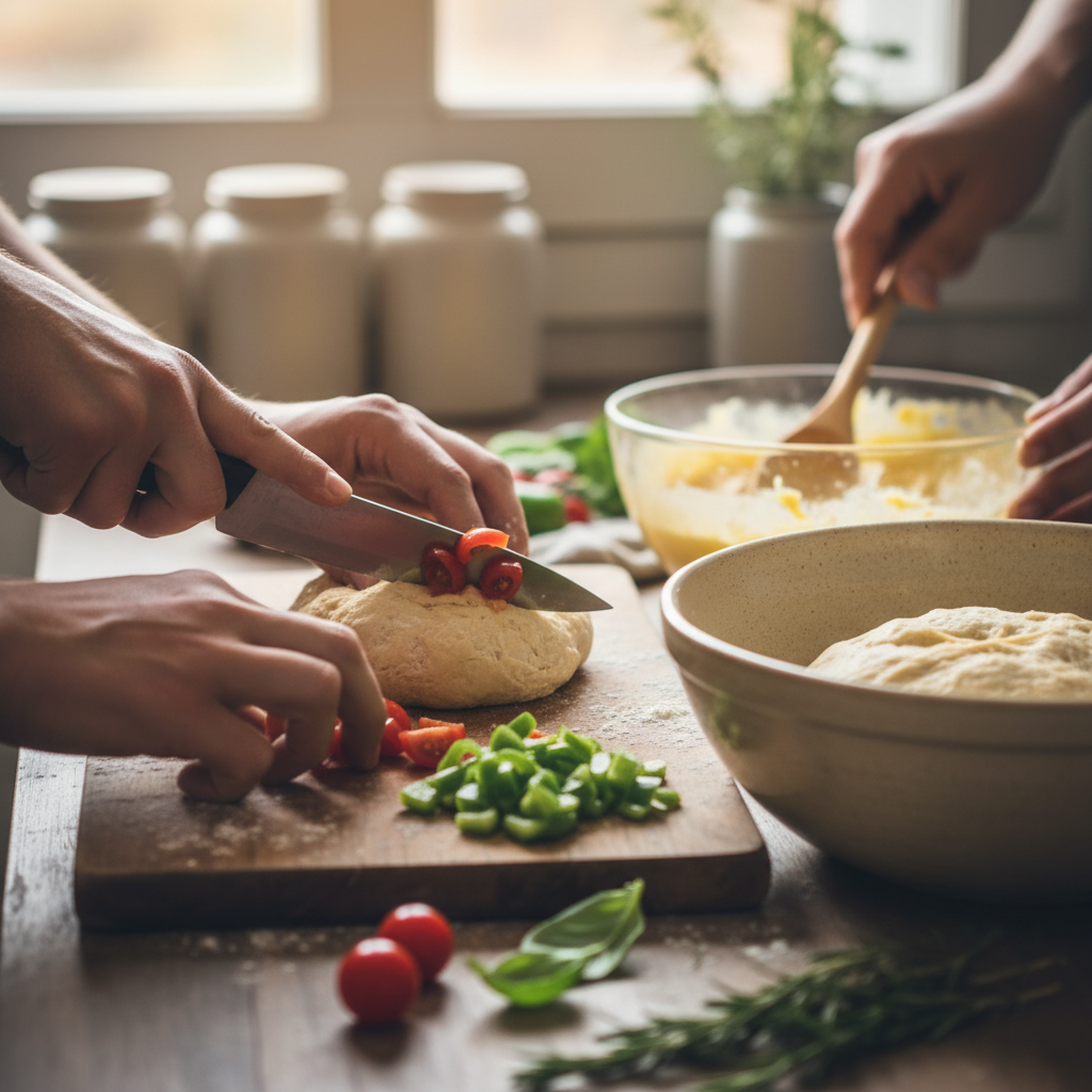 Close-up of someone preparing food